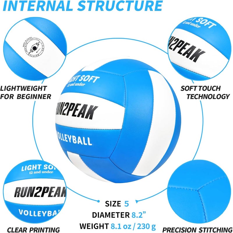 RUN2PEAK Light Soft Volleyball - Light Volleyball Designed for Beginners Kids Youth Teen - Lightweight Volleyballs for Indoor Outdoor Beach Backyard Official Size 5 Training Volley Ball - Image 5